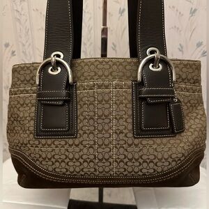 Coach Canvas & Suede Signature Satchel